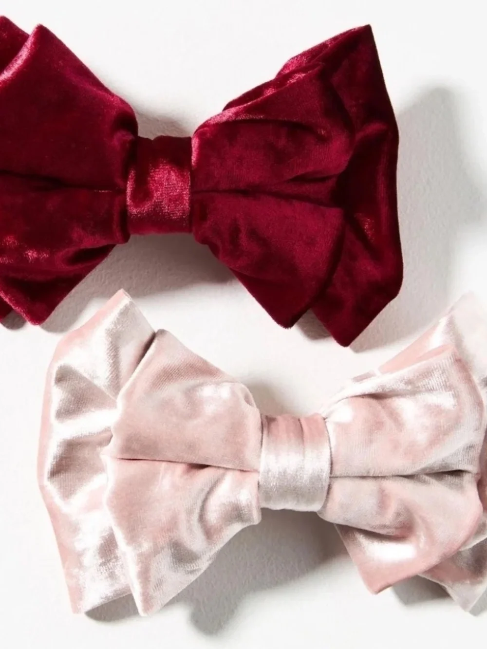 NWT Anthropologie Set of 2  Velvet Hair Clip Set Pink Red